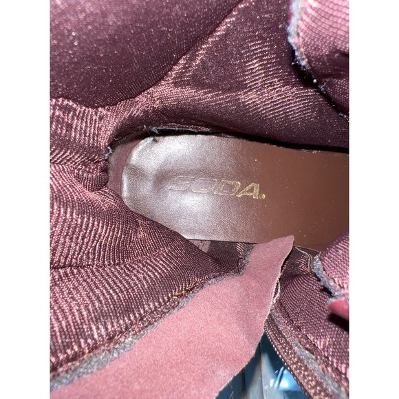 Soda Lace Up Combat Motorcycle Riding Boots Women 5 Buckle Burgundy Red Military - Picture 6 of 8